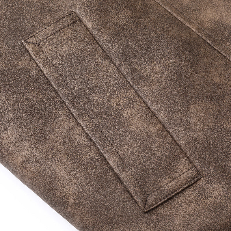 Herren  distressed Faux-Suede Zip-Front Kragenjacke mit elastischem Saum Drune