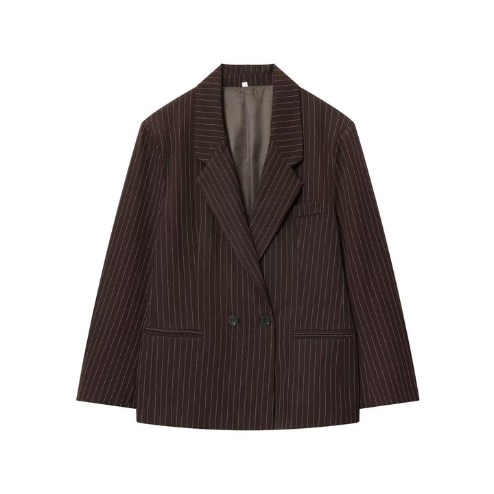 Damen Doppelreihiger Nadelstreifen-Blazer in Oversize-Passform Drune
