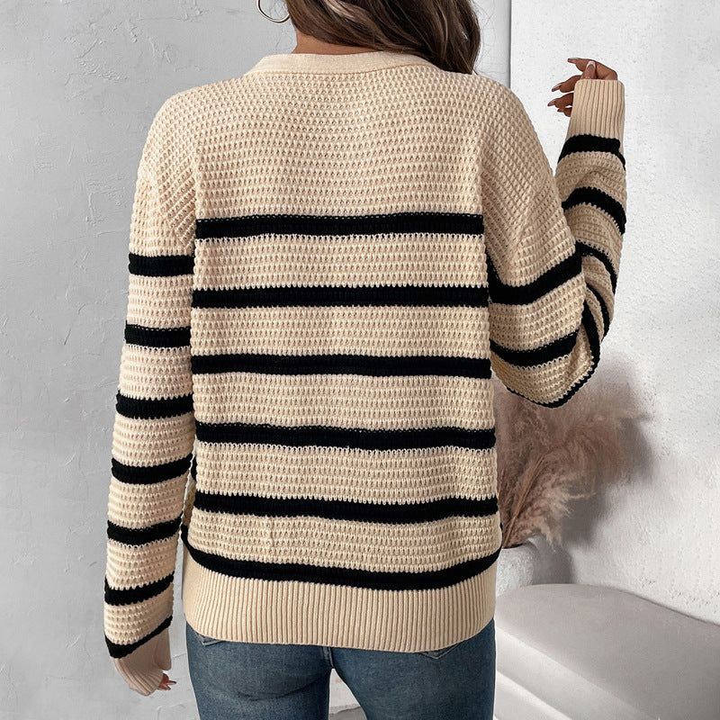 Damen Lässiger Strickpullover mit Knopfleiste Drune