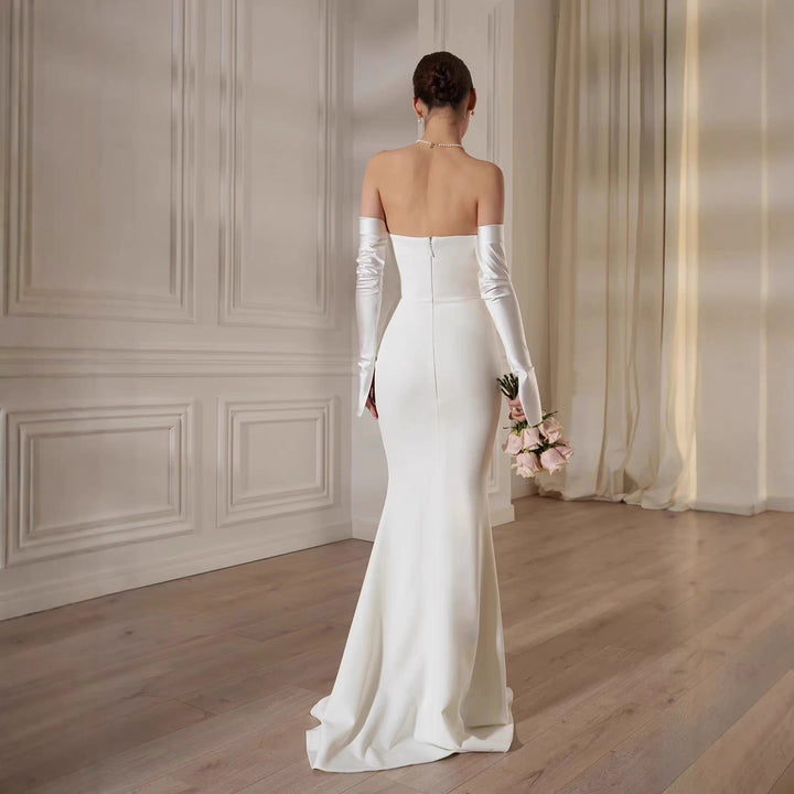 Damen Elegantes Meerjungfrau-Kleid mit schulterfreiem Design und langen Ärmeln Drune