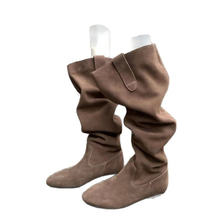 Damen Elegante und bequem sitzende Overkneestiefel Drune