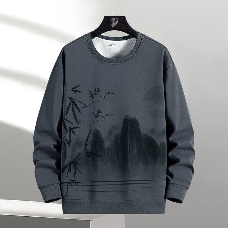 Unisex Oversize‑Sweatshirt mit Pinsel‑Print & geripptem Saum Drune