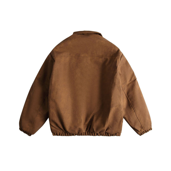 Herren Boxy Suede-Optik Blousonjacke mit aufgesetzten Pattentaschen Drune