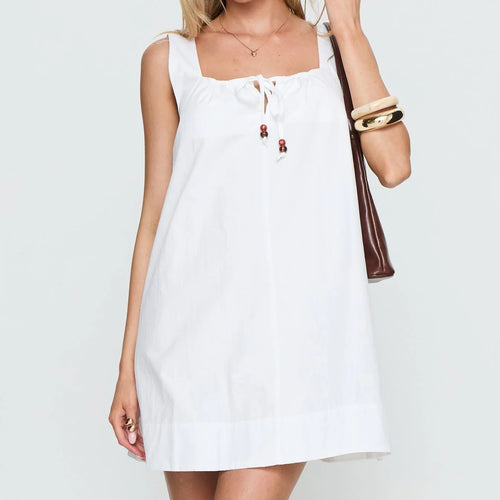Damen lässiges Sommerkleid mit verstellbarem Schnürdesign und luftiger Silhouette Drune