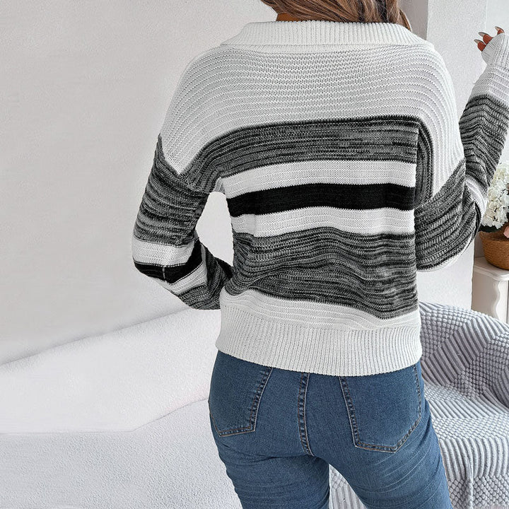 Drune | Pullover - Damen Winter gestreifter Strickpullover