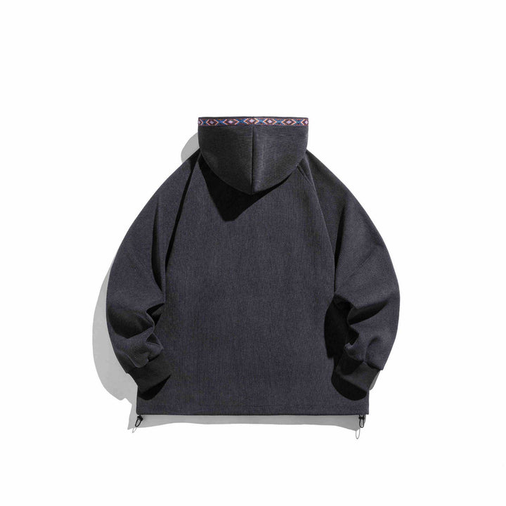 Unisex Oversize Kapuzen-Zipjacke aus geripptem French‑Terry mit Zierband Drune