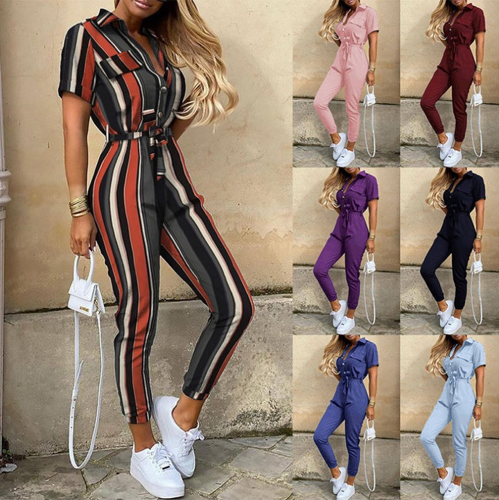 Damen Modischer Jumpsuit mit tailliertem Schnitt und praktischen Taschen Drune