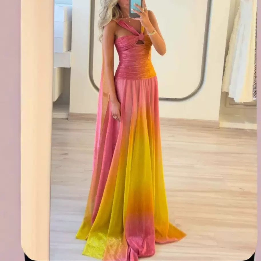 Damen Maxikleid mit fließendem Rock und eleganten Trägern Drune