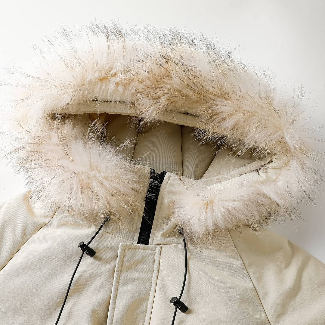 Herren Modische Winterjacke mit abnehmbarem Kunstfellkragen Drune