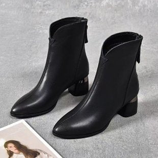 Damen Elegante Ankle Boots mit Glanz-Detail Drune