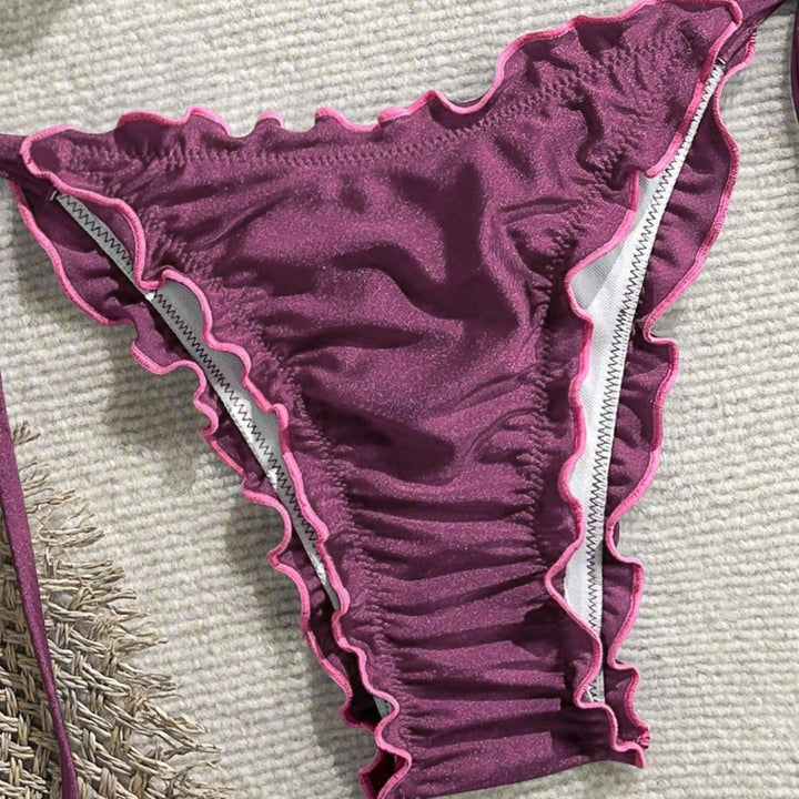 Damen Triangel-Bikini mit Rüschendesign und verstellbaren Trägern Drune