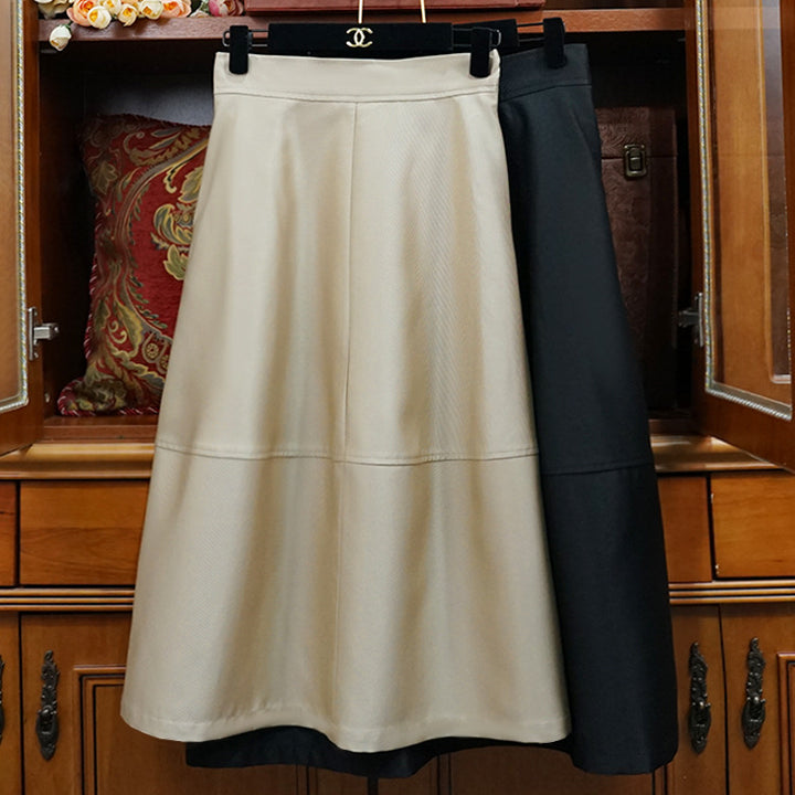 Damen Eleganter, schwingender Lederrock Drune