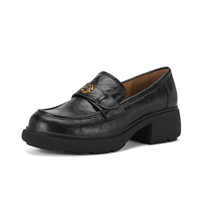 Damen Chunky‑Loafer aus Glattleder mit Emblem‑Applikation und profilierter Blocksohle Drune