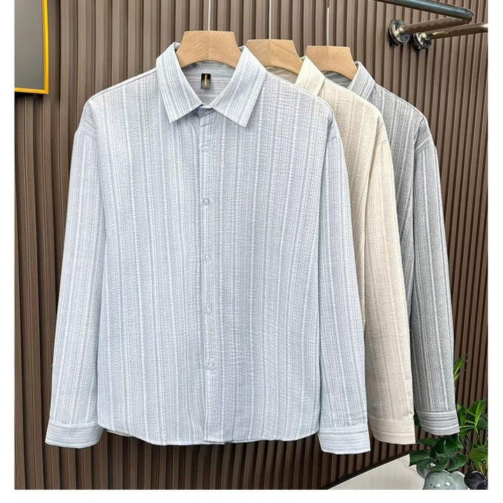 Herren Elegant gestreiftes Langarmhemd Drune