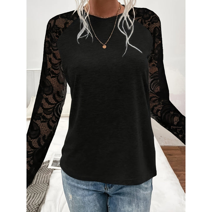 Damen Langarmshirt mit Spitzenärmeln und lässigem Schnitt Drune