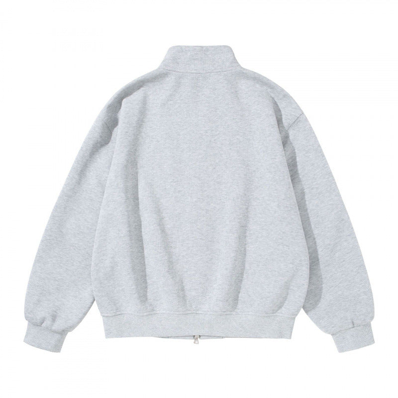 Unisex Sweatshirtjacke mit Stehkragen, Oversize-Passform und runden Eingrifftaschen Drune