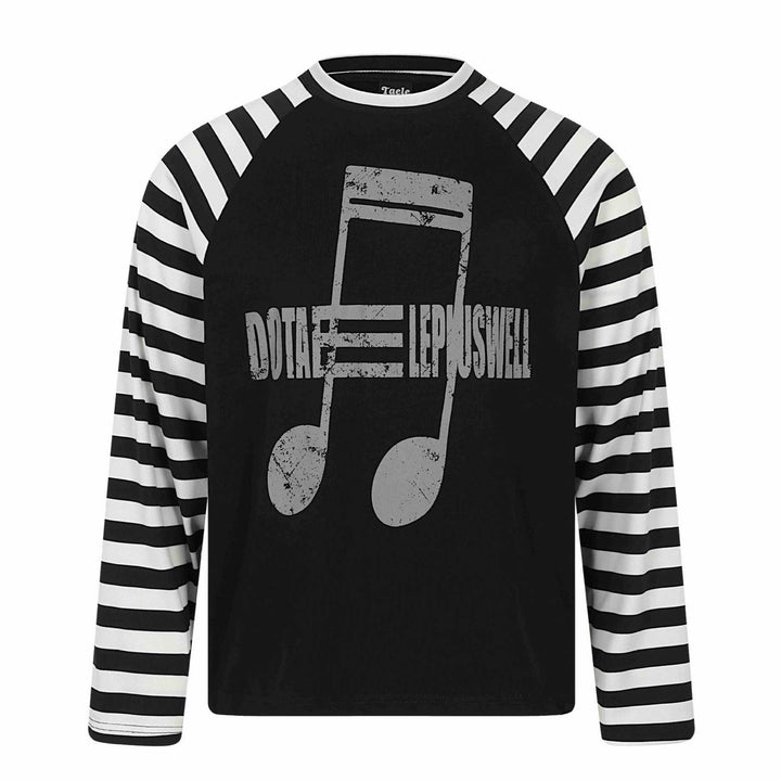 Unisex Langärmliges Raglan-Longsleeve mit Musik‑Print und gestreiften Ärmeln Drune