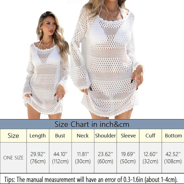 Damen Häkel-Strandkleid mit transparenter Struktur Drune