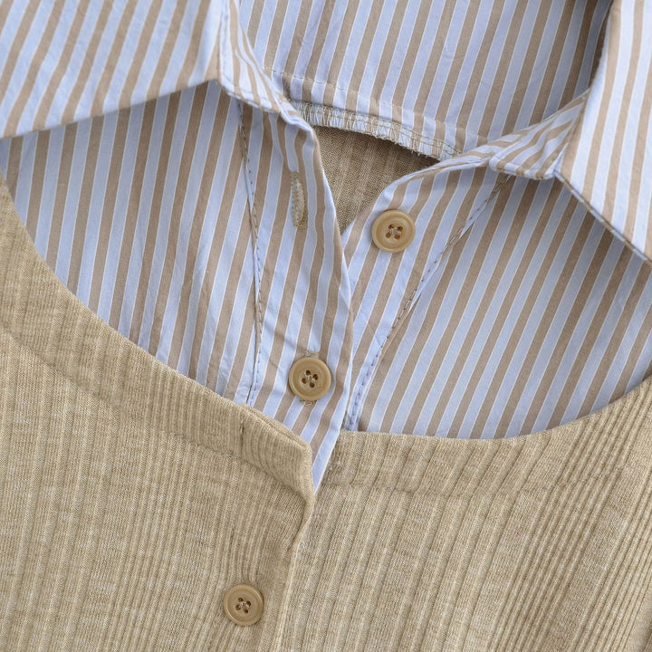 Damen Langarmshirt mit modernem Strukturdesign und klassischem Hemdkragen Drune