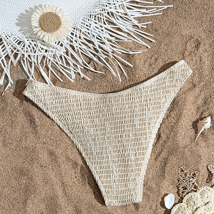 Damen Hochgeschnittene Bikinihose mit Raffung Drune