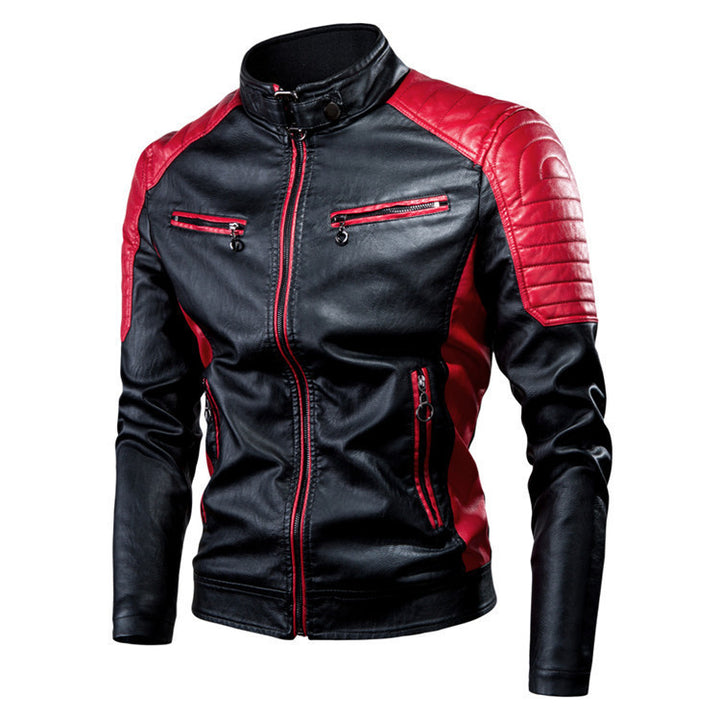 Herren Kunstleder-Pilotenblouson im Rennsportstil mit gesteppter Schulterpartie Drune