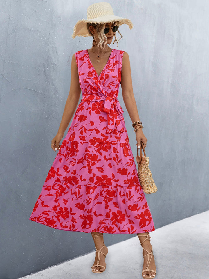 Damen Wickelkleid mit floralem Muster und eleganter Raffung Drune