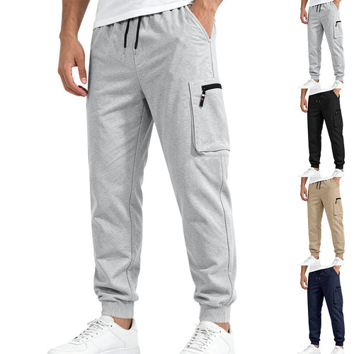 Herren Multifunktionale Slim-Jogginghose mit Cargo-Tasche, Elastischem Tunnelzug und Rippbündchen Drune