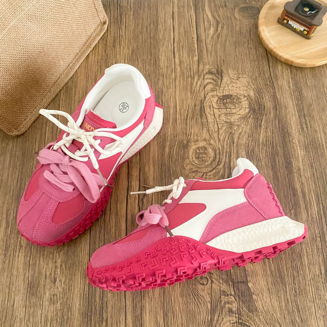 Damen Fashion-Sneaker mit grober Traktionssohle und Materialmix aus Velours und Glattleder Drune
