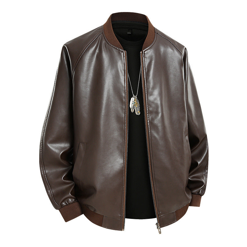 Herren Modische Leder Bomberjacke Drune