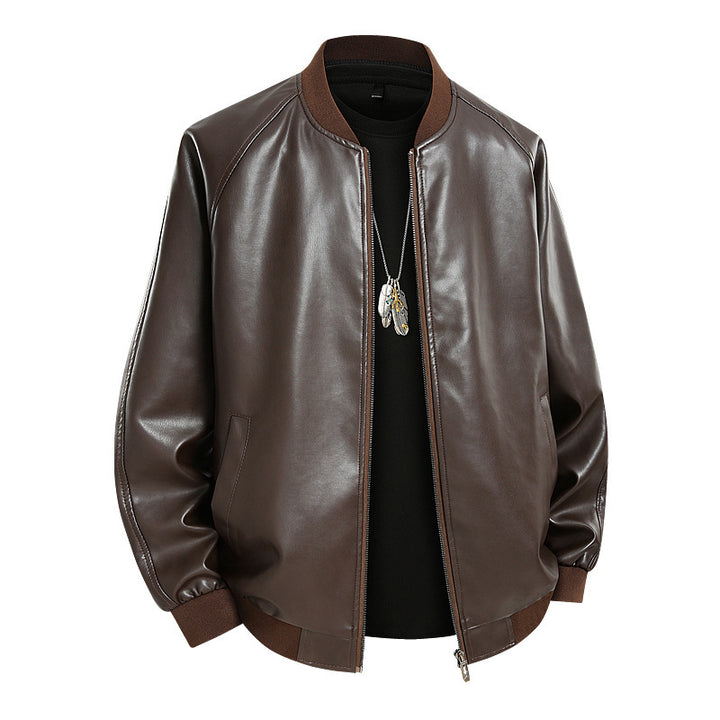 Herren Modische Leder Bomberjacke Drune