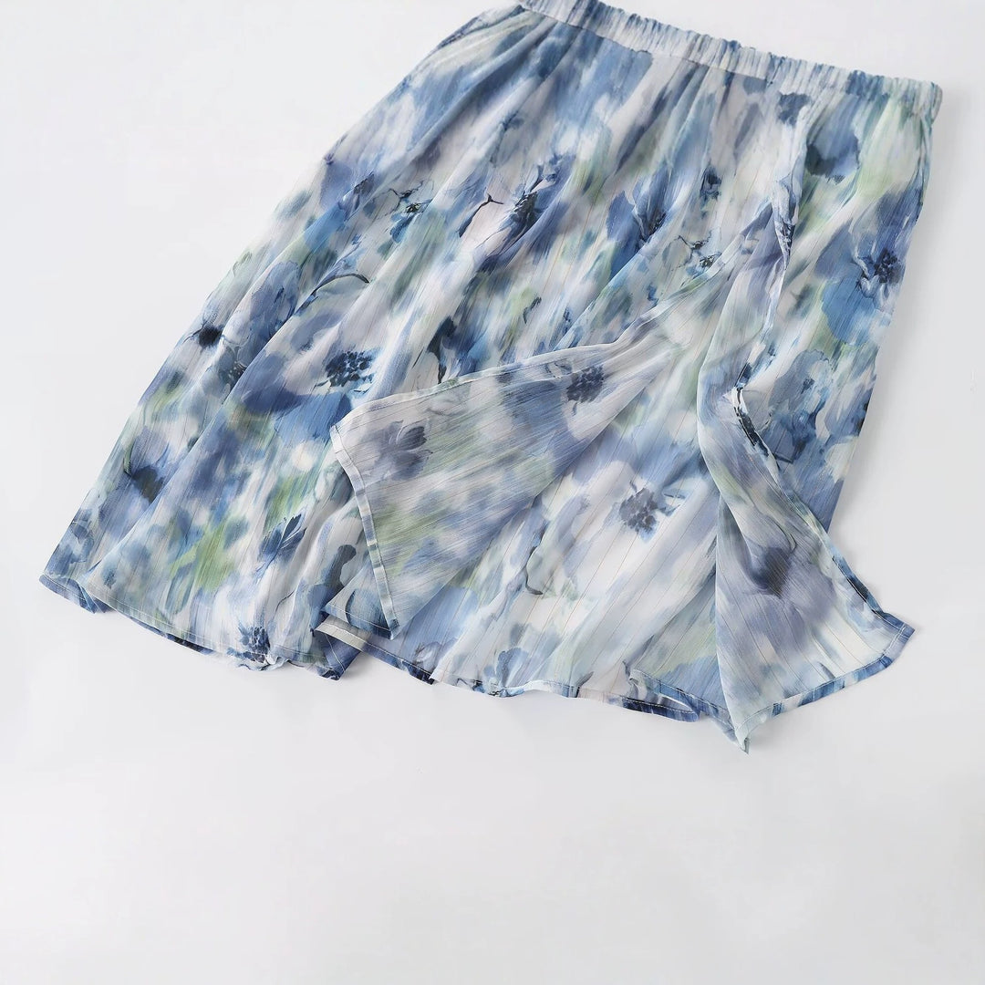 Damen Maxikleid mit elegantem, floralem Design und raffiniertem Rückenausschnitt Drune