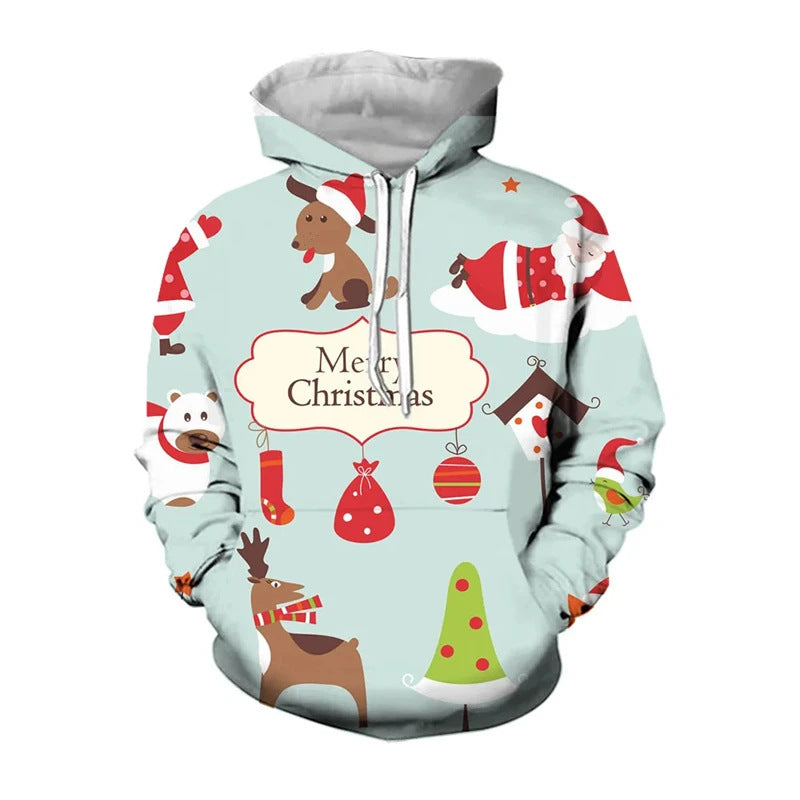 Damen Lustiger Weihnachts-Kapuzenpullover mit festlichem Motiv Drune