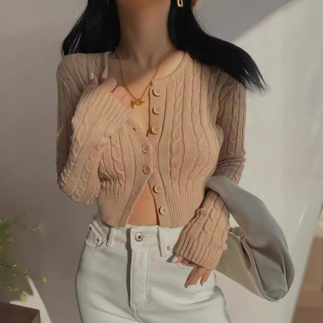Damen kuschelige Strickjacke mit Knopfdetails und legere Passform Drune