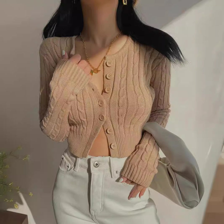 Damen kuschelige Strickjacke mit Knopfdetails und legere Passform Drune