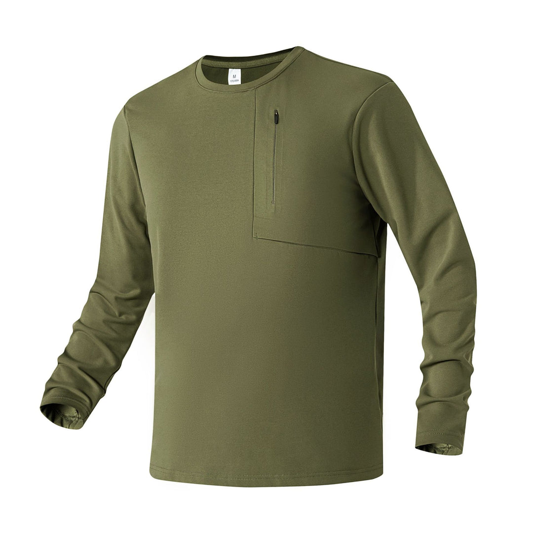 Herren Atmungsaktives Performance-Langarmshirt mit Brustreißverschlusstasche und ergonomischen Nähten Drune