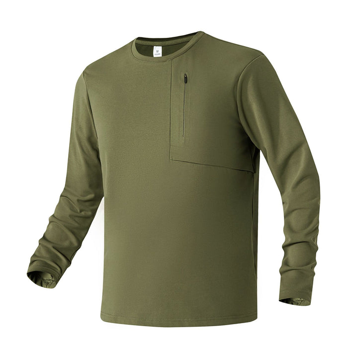 Herren Atmungsaktives Performance-Langarmshirt mit Brustreißverschlusstasche und ergonomischen Nähten Drune