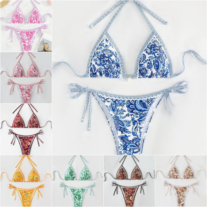 Damen Triangel-Bikini mit aufwendigem Floral-Design Drune