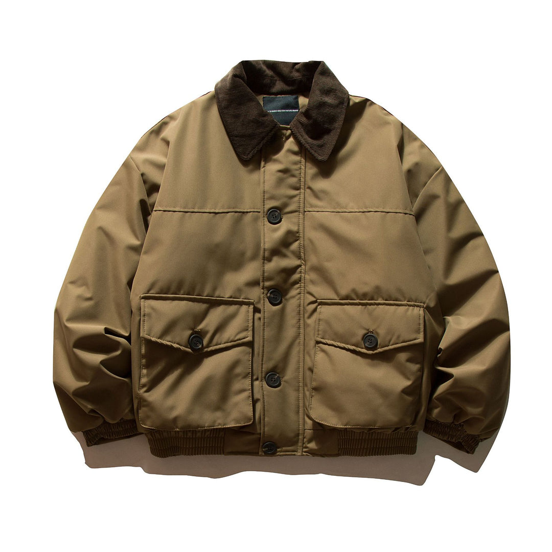 Herren Kurz geschnittener thermoisolierter Field‑Blouson mit Cordkragen und großzügigen Pattentaschen Drune