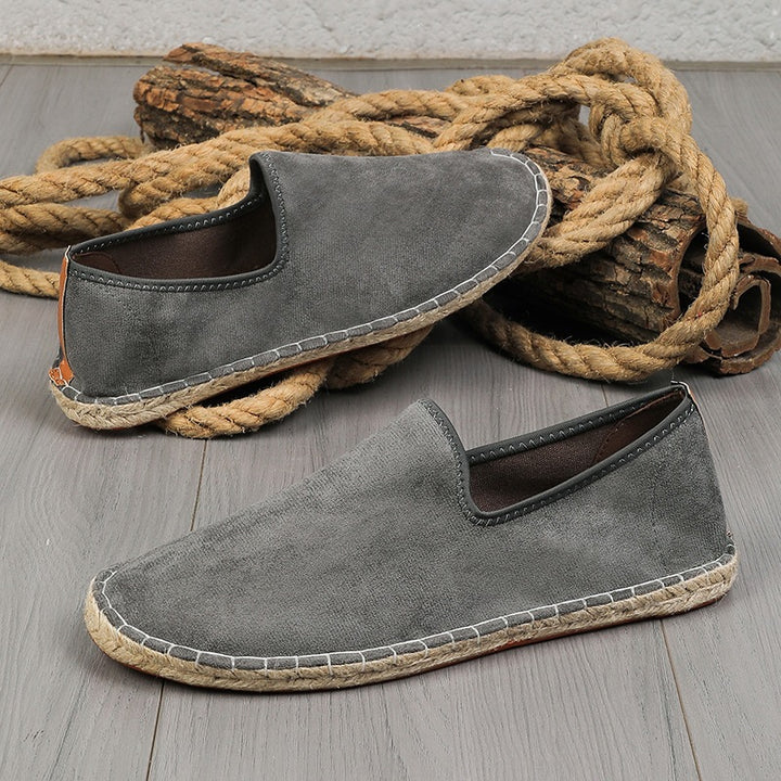 Herren Espadrilles aus Veloursleder mit geflochtener Juteborte und rutschfester Gummilaufsohle Drune