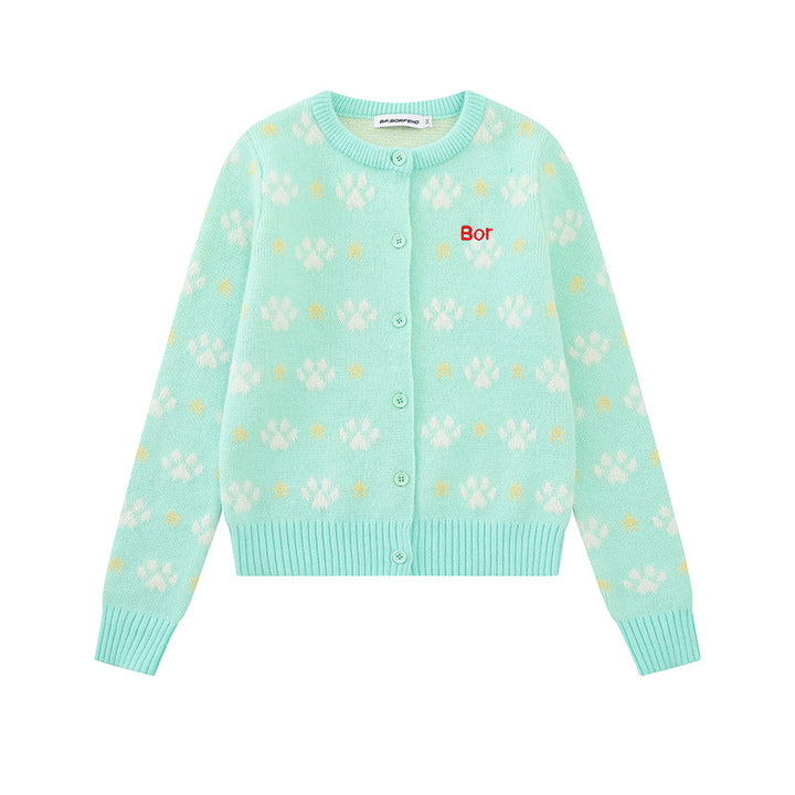Damen Strickjacke mit Allover‑Jacquard, Rundhalsausschnitt und Knopfleiste Drune