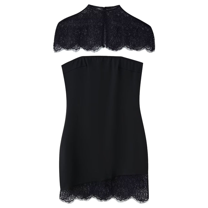 Damen Spitzen-Hängerchenkleid mit elegantem Rückenausschnitt und charmantem Saum Drune