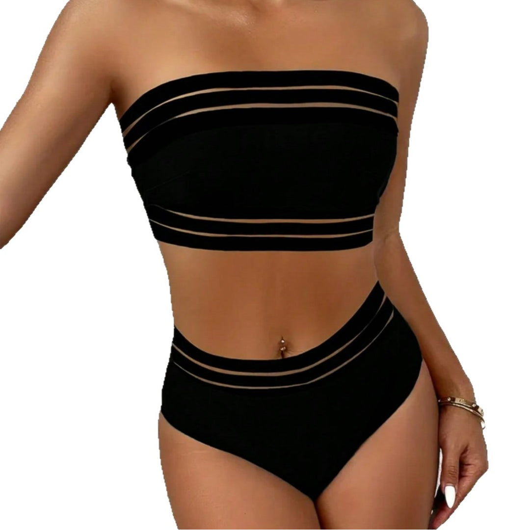 Damen Bandeau-Bikini mit transparenten Akzenten Drune