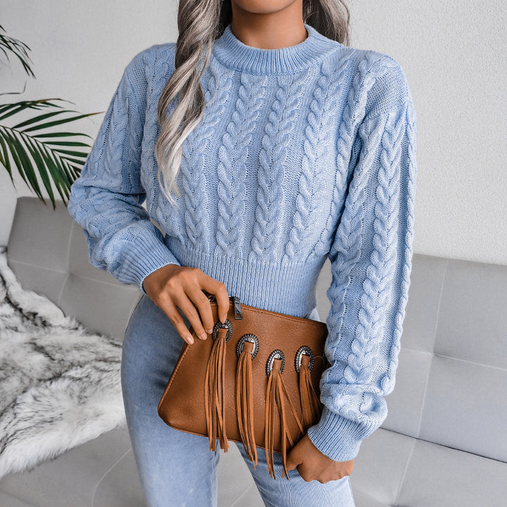 Damen kuscheliger Strickpullover mit detaillierter Zopfmusterung und tailliertem Schnitt Drune