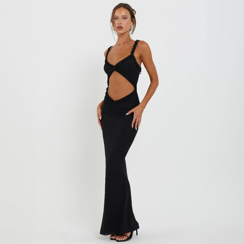 Damen Figurbetontes Wickelkleid mit raffinierten Cut-Outs und Rüschendetails Drune