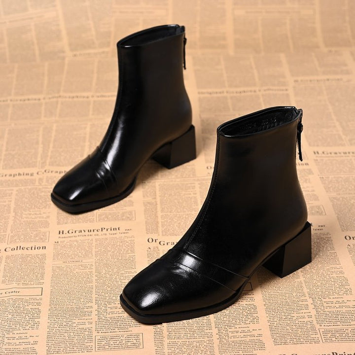 Damen Elegante Stiefeletten mit Blockabsatz Drune