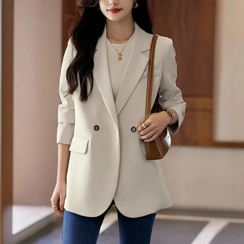 Damen moderner Blazer mit strukturiertem Schnitt und dekorativen Knopfdetails Drune