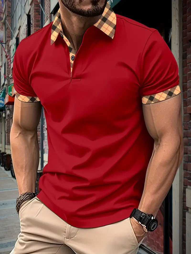 Herren Polohemd mit modernem Karokragen und feuchtigkeitsregulierender Technologie Drune