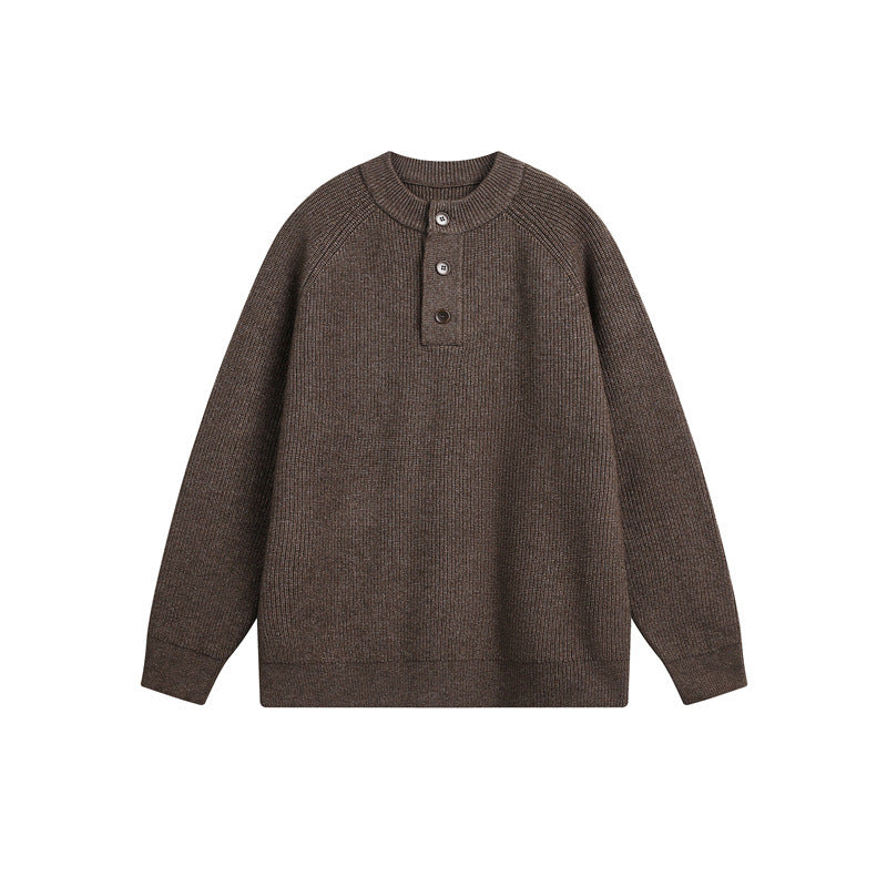 Unisex Rippsweater mit Henley-Knopfleiste und Raglanärmeln Drune