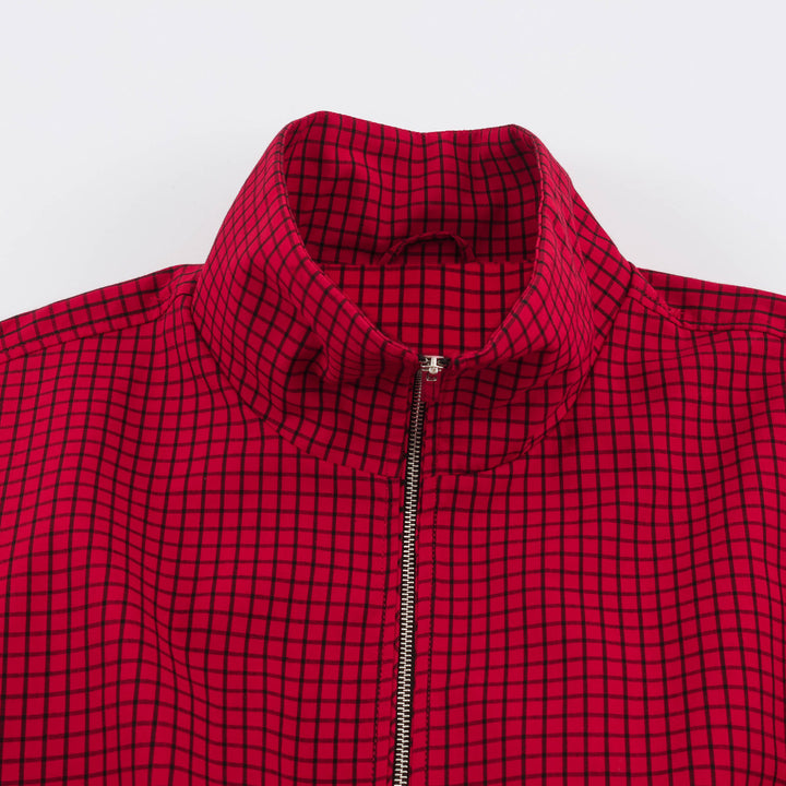 Damen Oversize-Boxy-Bomberjacke mit Stehkragen, Karo-Muster und elastischem Saum Drune