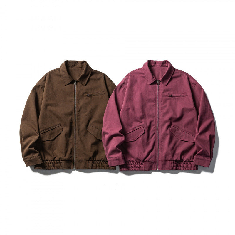 Herren Boxy-Workwear-Jacke mit durchgehendem Reißverschluss, aufgesetzten Pattentaschen und elastischem Bund Drune